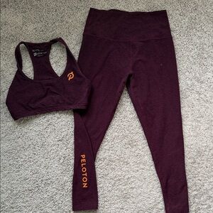 Peloton Dark Purple Activewear Set with Orange Accents